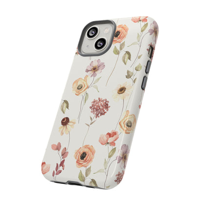 Floral Phone Case, Cute Flower Cover, Botanical Tough Case, Protective Smartphone Shell, Chic Floral Design, Trendy iPhone Case