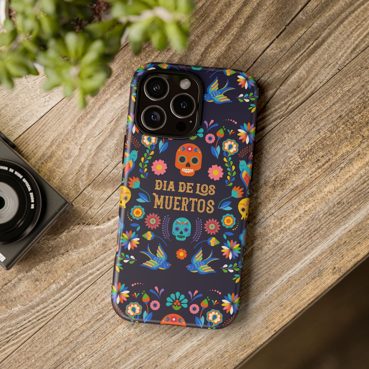 Colorful Dia de los Muertos Phone Case, Skull Design, Floral Phone Cover, Sugar Skull Accessories, Day of the Dead Gift
