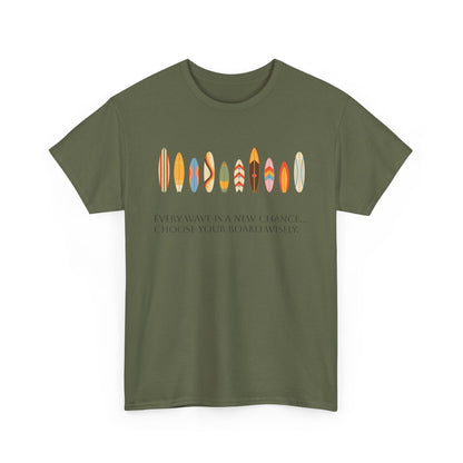 Surf Vibes Unisex Heavy Cotton Tee | Chill Beachwear, Casual Summer Shirt, Gift for Surf Lovers, Vacation Outfit, Everyday Wear - MaisonThreadory