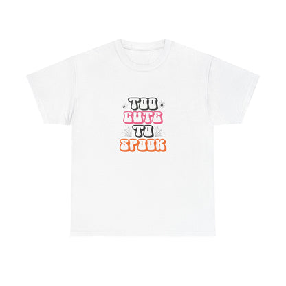 Too Cute to Spook Unisex Heavy Cotton Tee - Fun Halloween Shirt, Fall Festivities, Spooky Vibe, Costume Top, Cute Halloween Apparel - MaisonThreadory