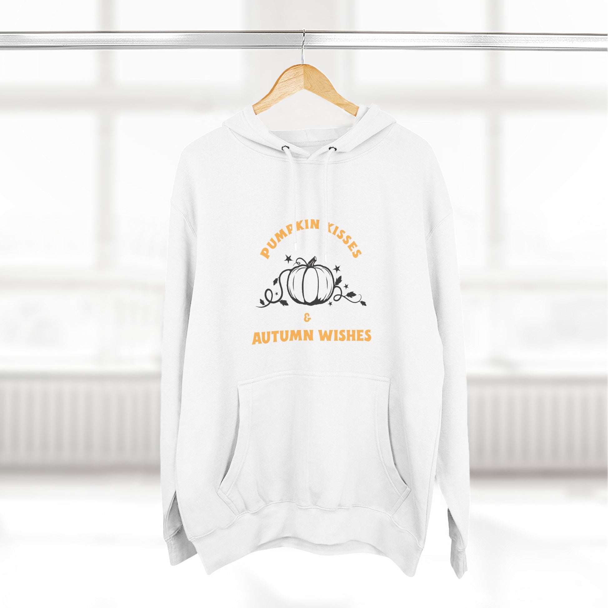 Autumn Wishes Fleece Hoodie, Cozy Fall Hoodie, Pumpkin Hoodie, Halloween Sweatshirt, Gift for Her, Seasonal Fashion - MaisonThreadory