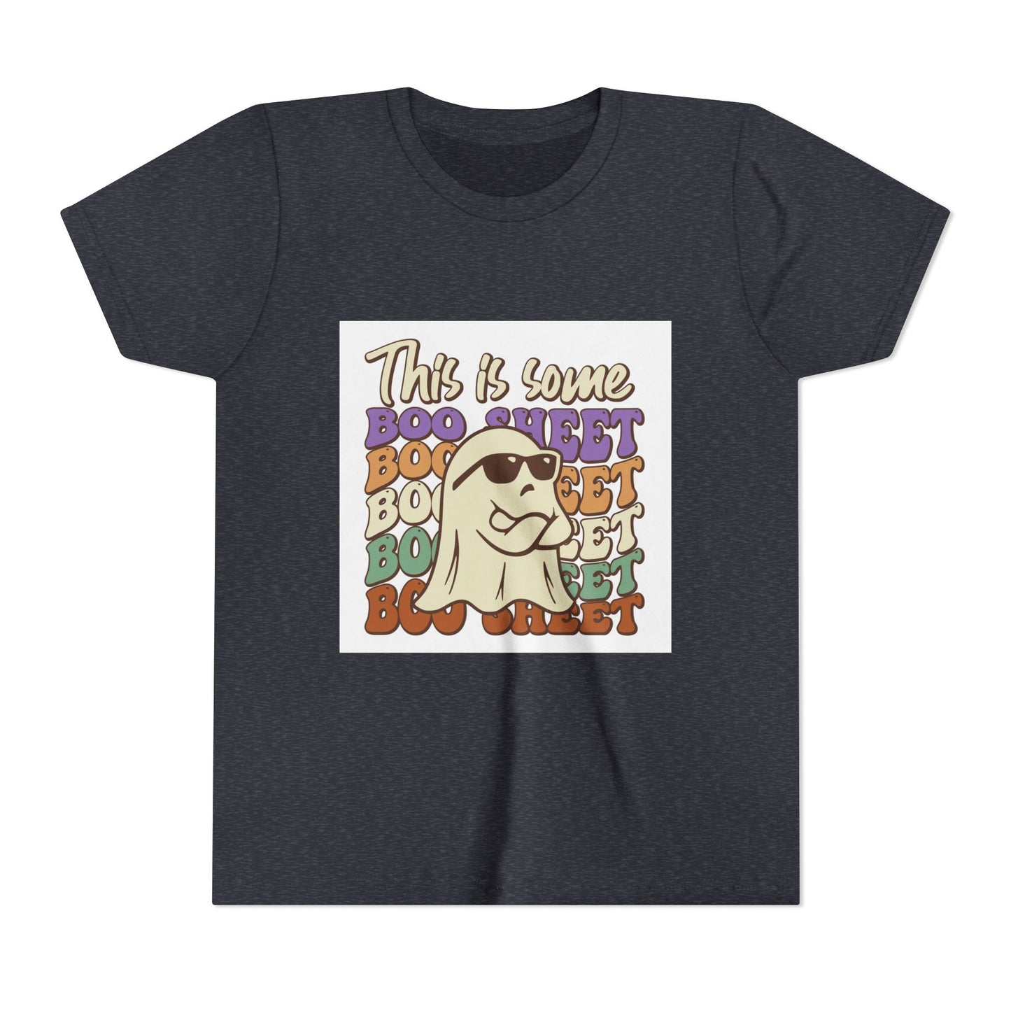 Youth Short Sleeve Tee with Fun Boo Sheet Design, Cool Summer Top, Humorous Kids Apparel, Gift for Halloween, Casual Wear, Playful T-Shirt - MaisonThreadory