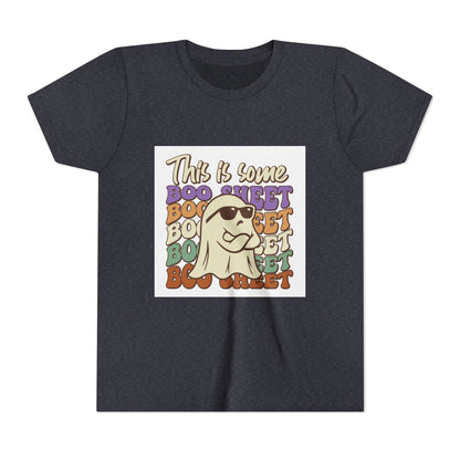 Youth Short Sleeve Tee with Fun Boo Sheet Design, Cool Summer Top, Humorous Kids Apparel, Gift for Halloween, Casual Wear, Playful T-Shirt - MaisonThreadory