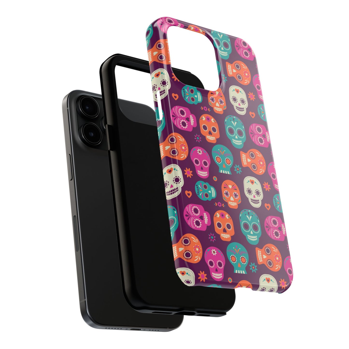 Colorful Skull Phone Case, Tough Cases for Halloween, Unique Phone Cover, Day of the Dead, Fun and Durable Accessories