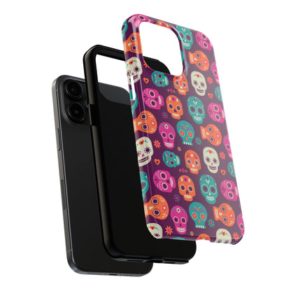 Colorful Skull Phone Case, Tough Cases for Halloween, Unique Phone Cover, Day of the Dead, Fun and Durable Accessories