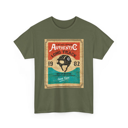 Vintage-Inspired Unisex Heavy Cotton Tee, Retro Graphic Tee, Authentic Long Track Shirt, Casual Vintage Wear, Gift for Racing Fans - MaisonThreadory