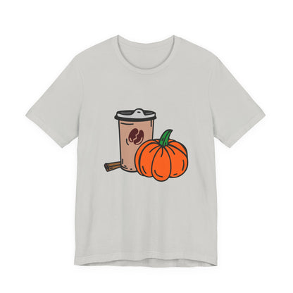 Fall Vibes Pumpkin Coffee Tee, Autumn Pumpkin Shirt, Cozy Casual Tee, Thanksgiving Gift, Unisex Fall Apparel - MaisonThreadory