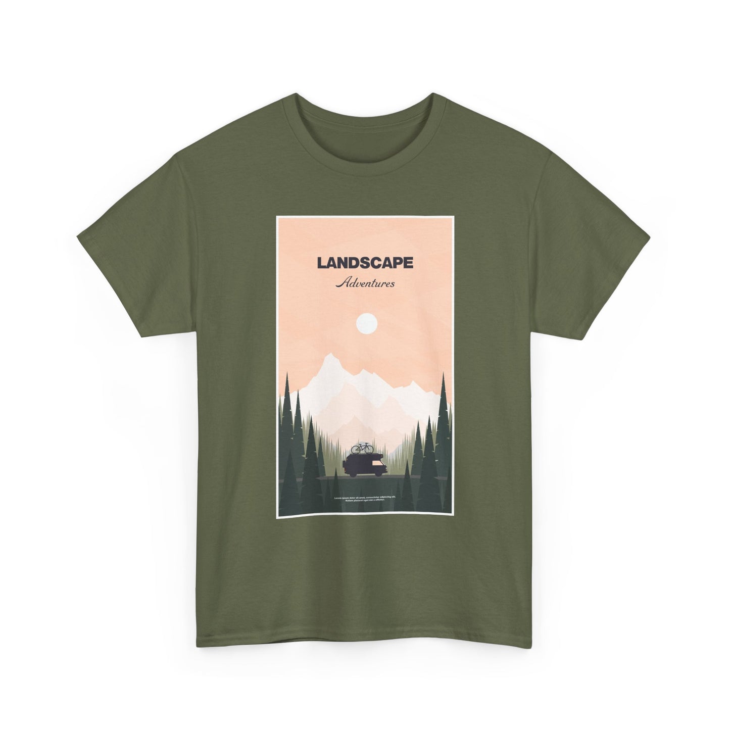 Adventure Landscape Unisex Heavy Cotton Tee, Nature T-Shirt, Casual Outdoors Shirt, Hiking Gift, Travel Apparel - MaisonThreadory