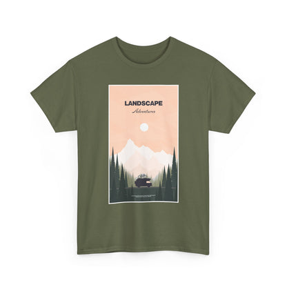 Adventure Landscape Unisex Heavy Cotton Tee, Nature T-Shirt, Casual Outdoors Shirt, Hiking Gift, Travel Apparel - MaisonThreadory