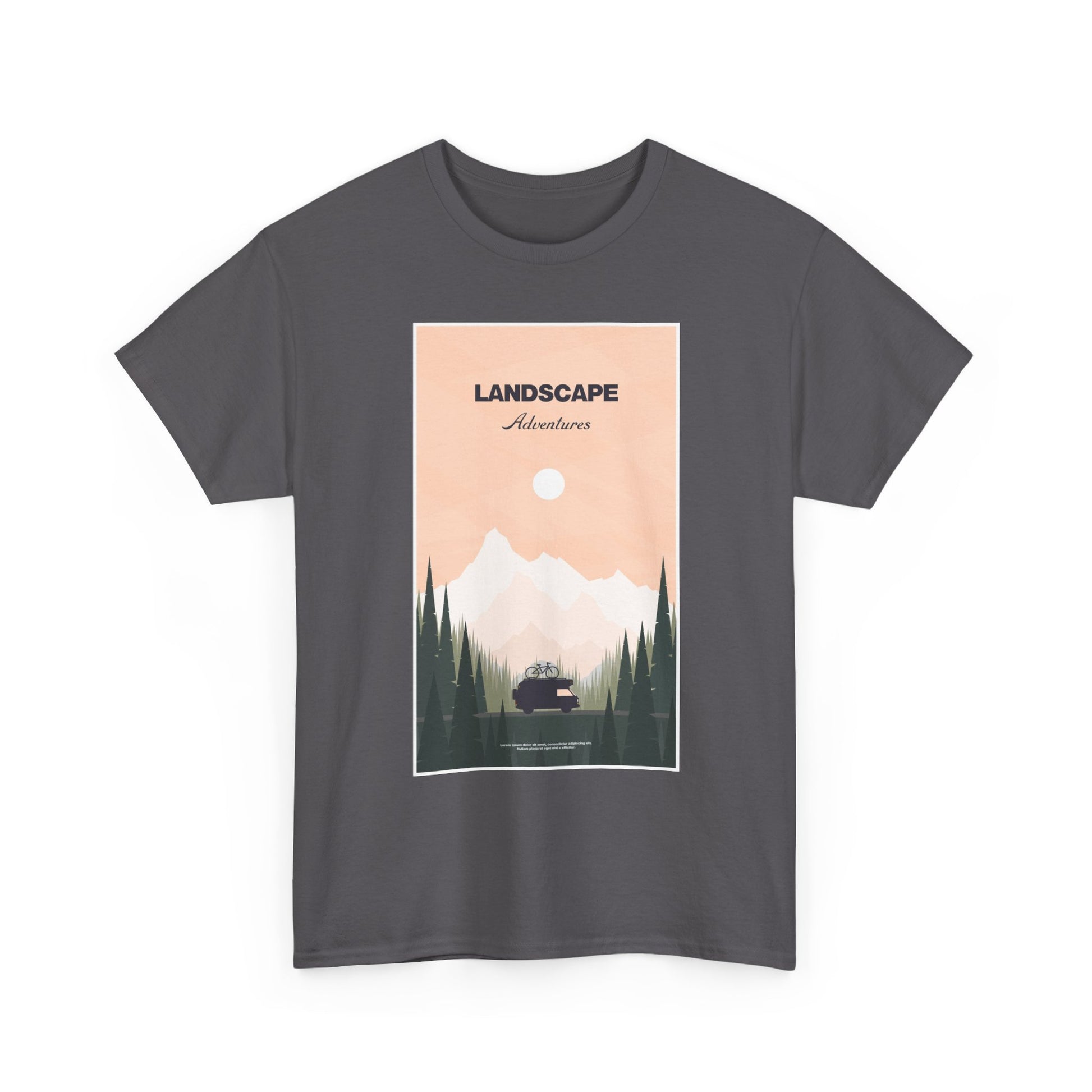 Adventure Landscape Unisex Heavy Cotton Tee, Nature T-Shirt, Casual Outdoors Shirt, Hiking Gift, Travel Apparel - MaisonThreadory