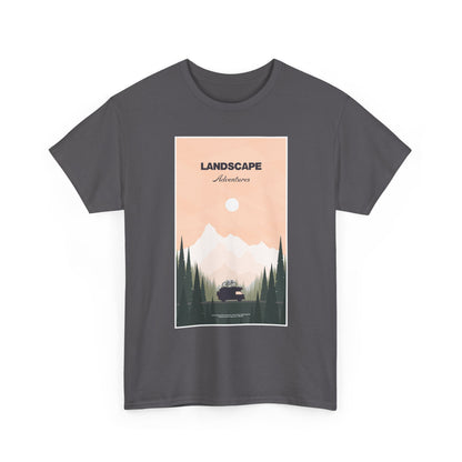Adventure Landscape Unisex Heavy Cotton Tee, Nature T-Shirt, Casual Outdoors Shirt, Hiking Gift, Travel Apparel - MaisonThreadory