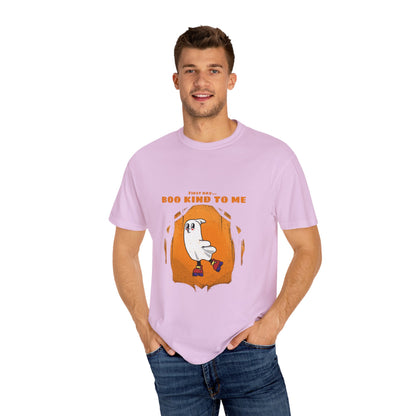 Playful Message T-Shirt: Boo Kind To Me, Funny Graphic Tee, Unisex Cotton Top, Casual Wear, Gift for Friends - MaisonThreadory