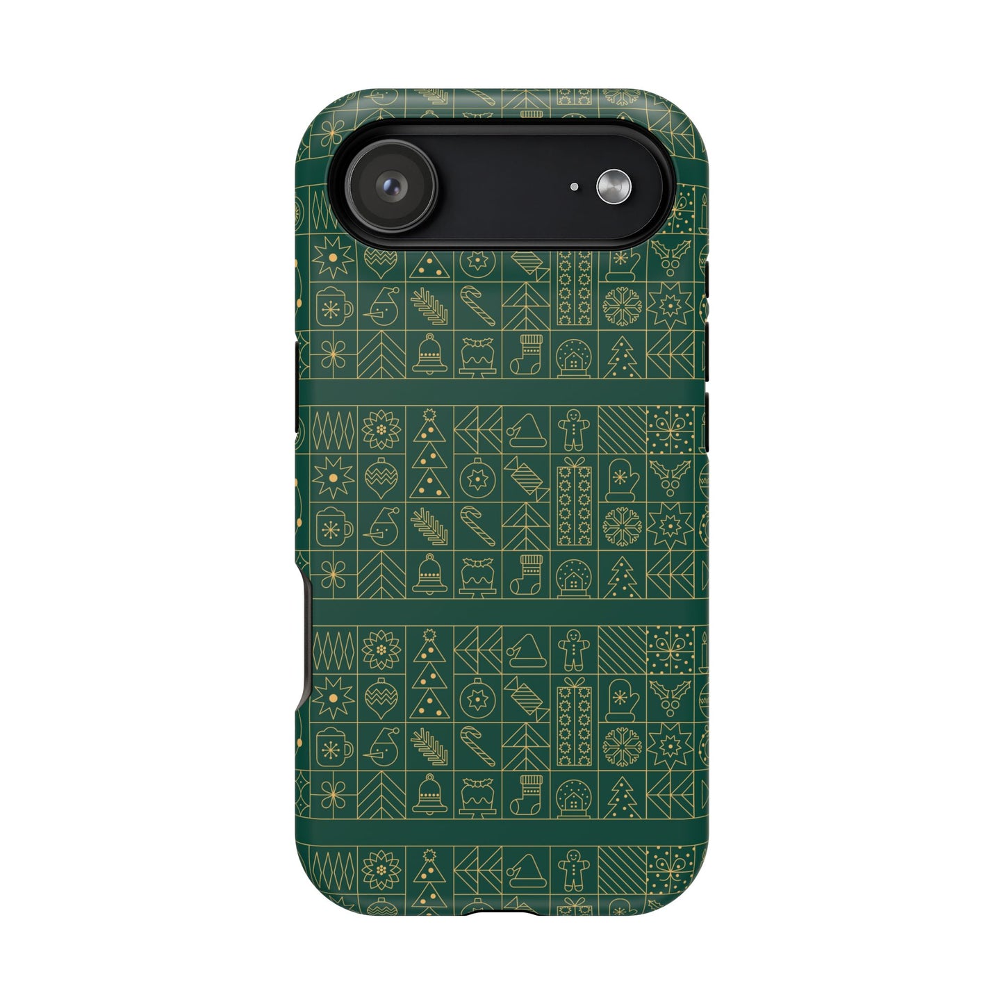 Magnetic Impact-Resistant Phone Case — Dark Green Geometric Pattern