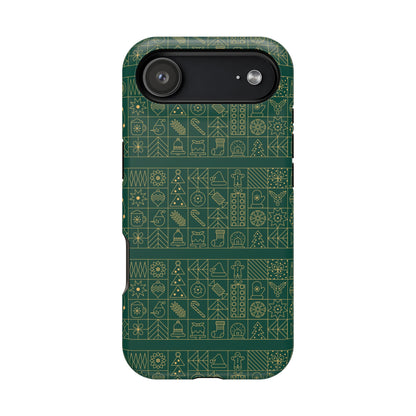 Magnetic Impact-Resistant Phone Case — Dark Green Geometric Pattern