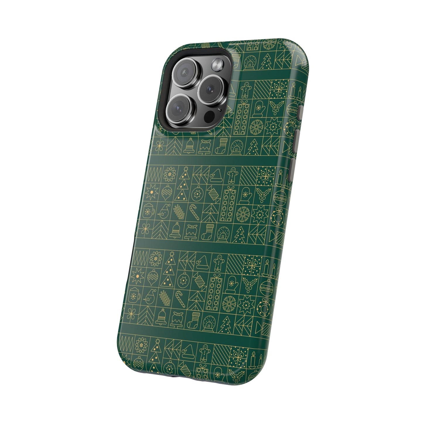 Magnetic Impact-Resistant Phone Case — Dark Green Geometric Pattern