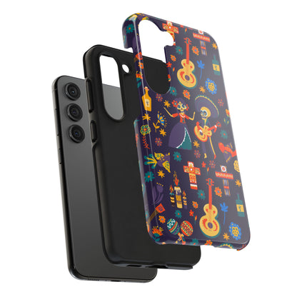 Colorful Dia de los Muertos Phone Case, Tough Case for Halloween, Gift for Music Lovers, Floral Phone Cover, Sugar Skull Art