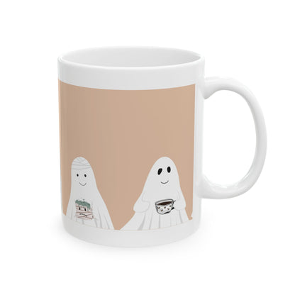 Cute Ghosts Ceramic Mug for Coffee Lovers, Cute Halloween Mug, Adorable Ghost Cup, Gift for Friends, Whimsical Kitchen Decor - MaisonThreadory