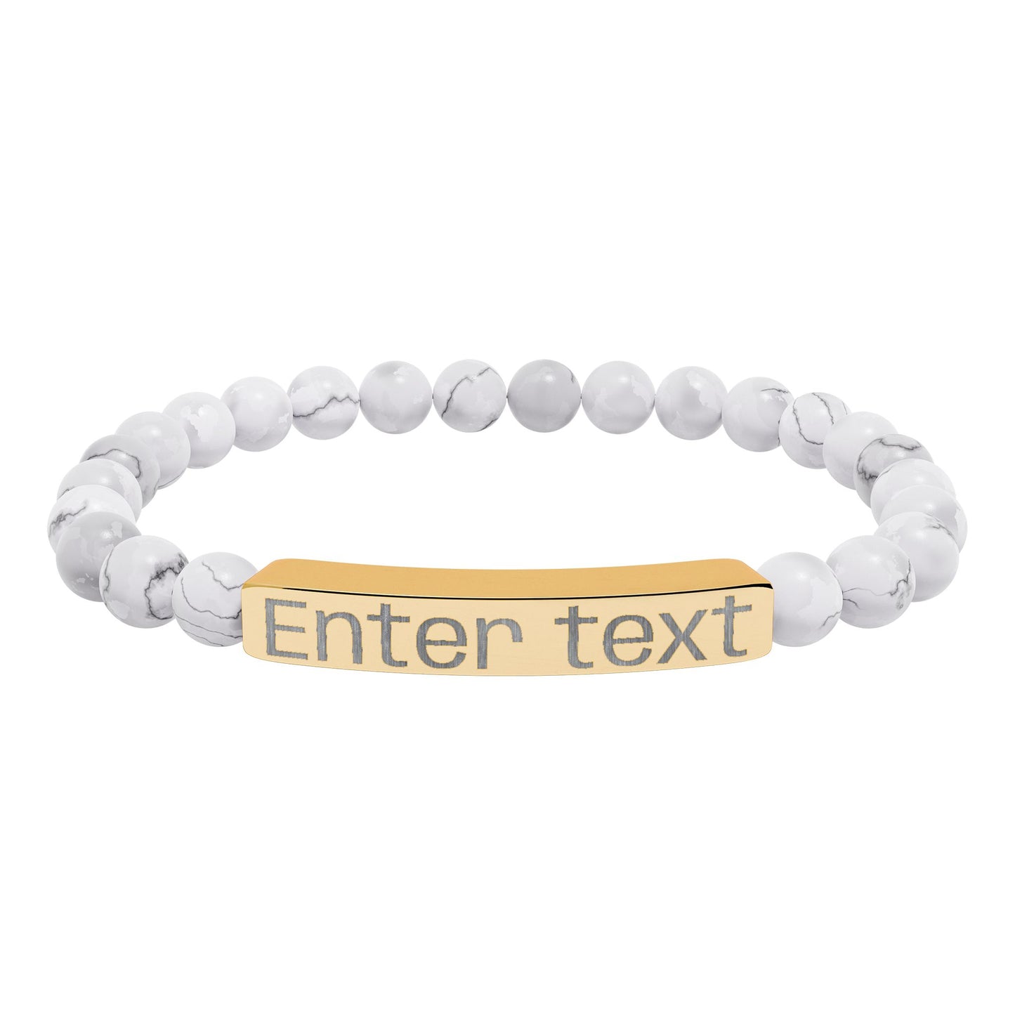 Engravable Natural Stone Bead Bracelet — Personalized Bar Bracelet