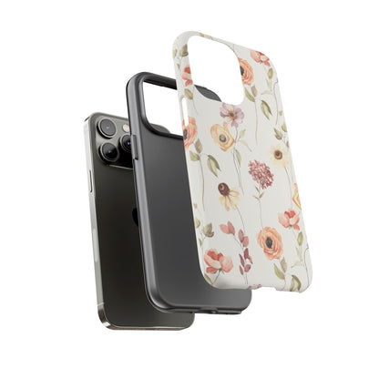 Floral Phone Case, Cute Flower Cover, Botanical Tough Case, Protective Smartphone Shell, Chic Floral Design, Trendy iPhone Case