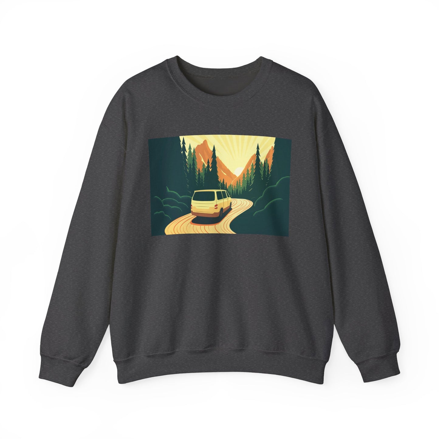 Nature Road Trip Crewneck Sweatshirt - Vintage Van Design, Unisex Pullover, Adventure Apparel, Great Outdoors Gift, Fall Fashion - MaisonThreadory