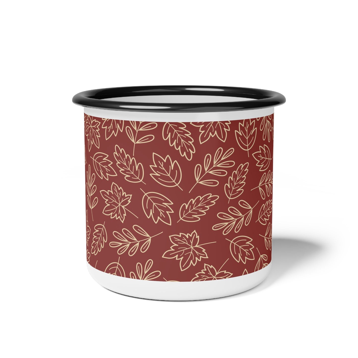 Cozy Fall Enamel Camp Cup with Leaf Design, Perfect for Camping, Outdoor Adventures, Gifts for Nature Lovers, Autumn Gatherings, [...] - MaisonThreadory