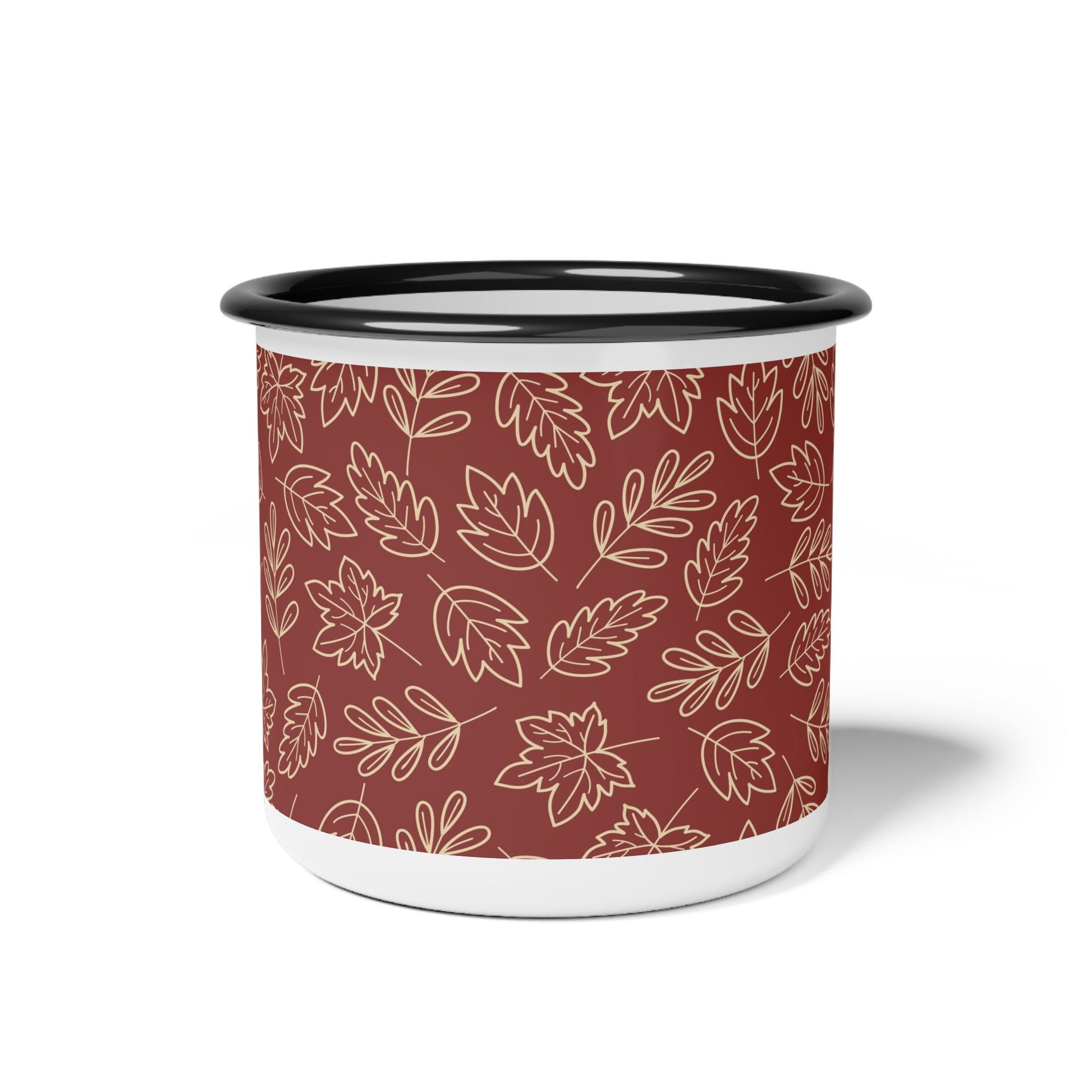 Cozy Fall Enamel Camp Cup with Leaf Design, Perfect for Camping, Outdoor Adventures, Gifts for Nature Lovers, Autumn Gatherings, [...] - MaisonThreadory