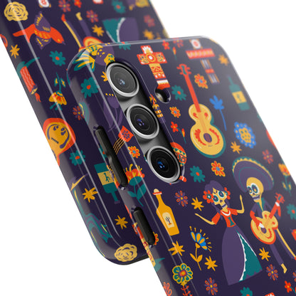 Colorful Dia de los Muertos Phone Case, Tough Case for Halloween, Gift for Music Lovers, Floral Phone Cover, Sugar Skull Art