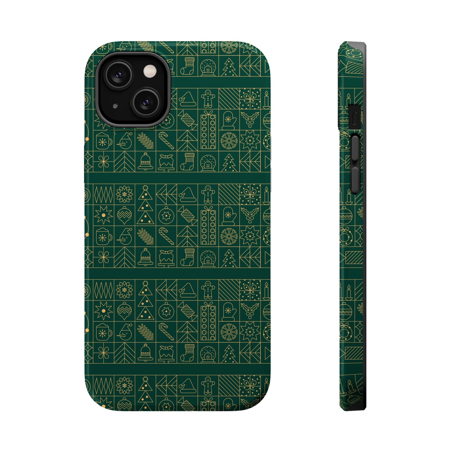 Magnetic Impact-Resistant Phone Case — Dark Green Geometric Pattern