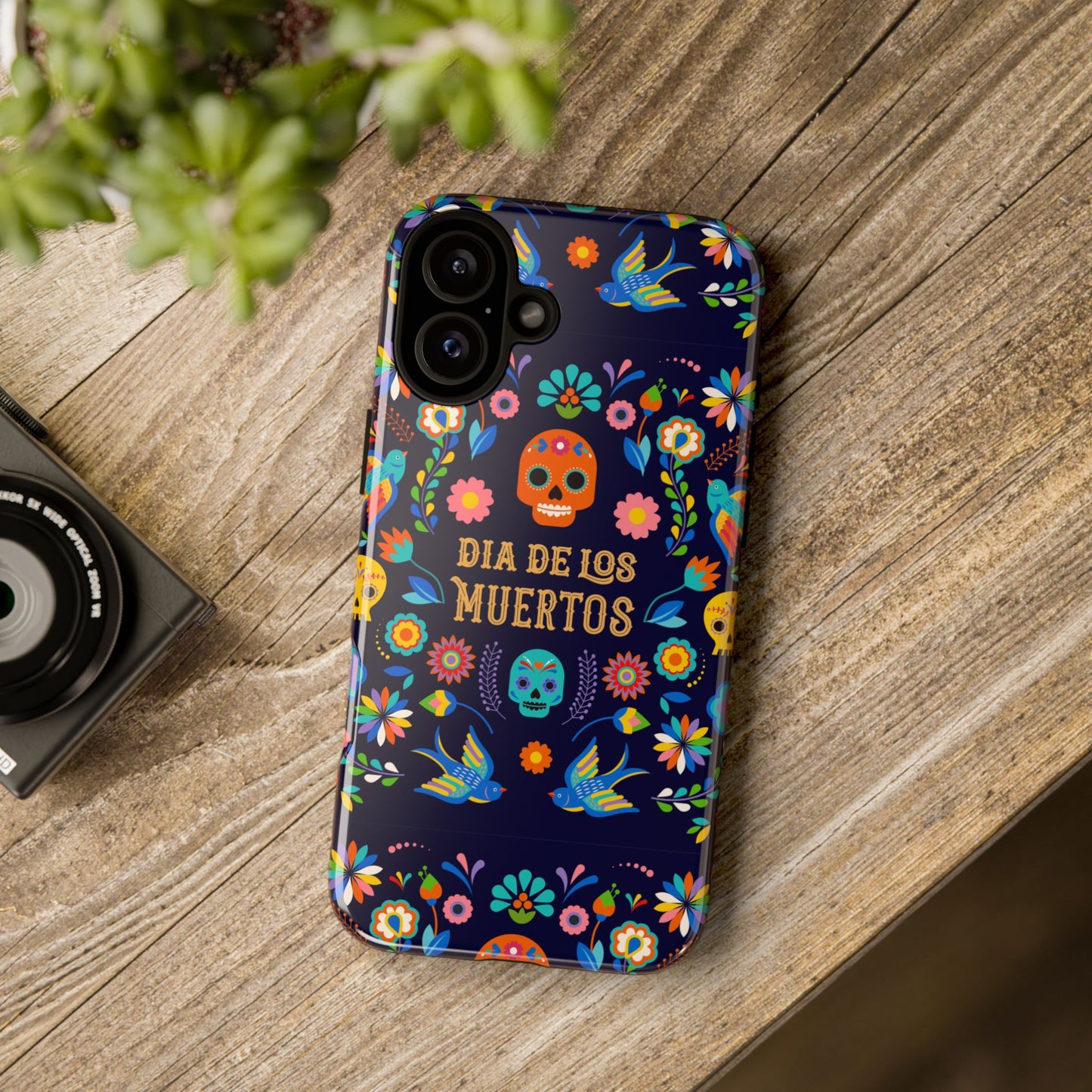 Colorful Dia de los Muertos Phone Case, Skull Design, Floral Phone Cover, Sugar Skull Accessories, Day of the Dead Gift