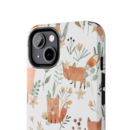 Floral Fox Phone Case, Tough Phone Cases for Nature Lovers, Cute Animal Phone Cover, Gift for Friends, Wildflower Design