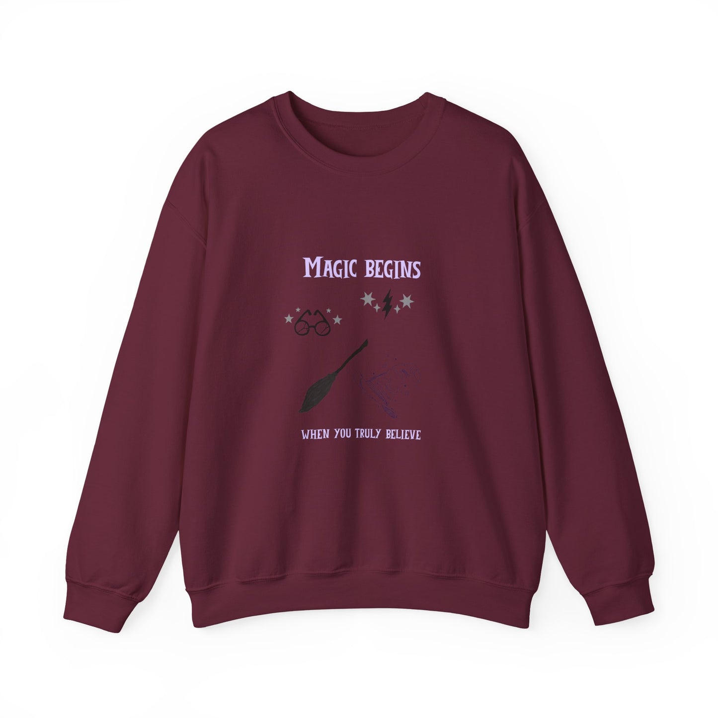Magic Begins Sweatshirt - Cozy Unisex Crewneck, Perfect for Gifts, Spirituality, Comfort Wear, Casual Everyday Style - MaisonThreadory