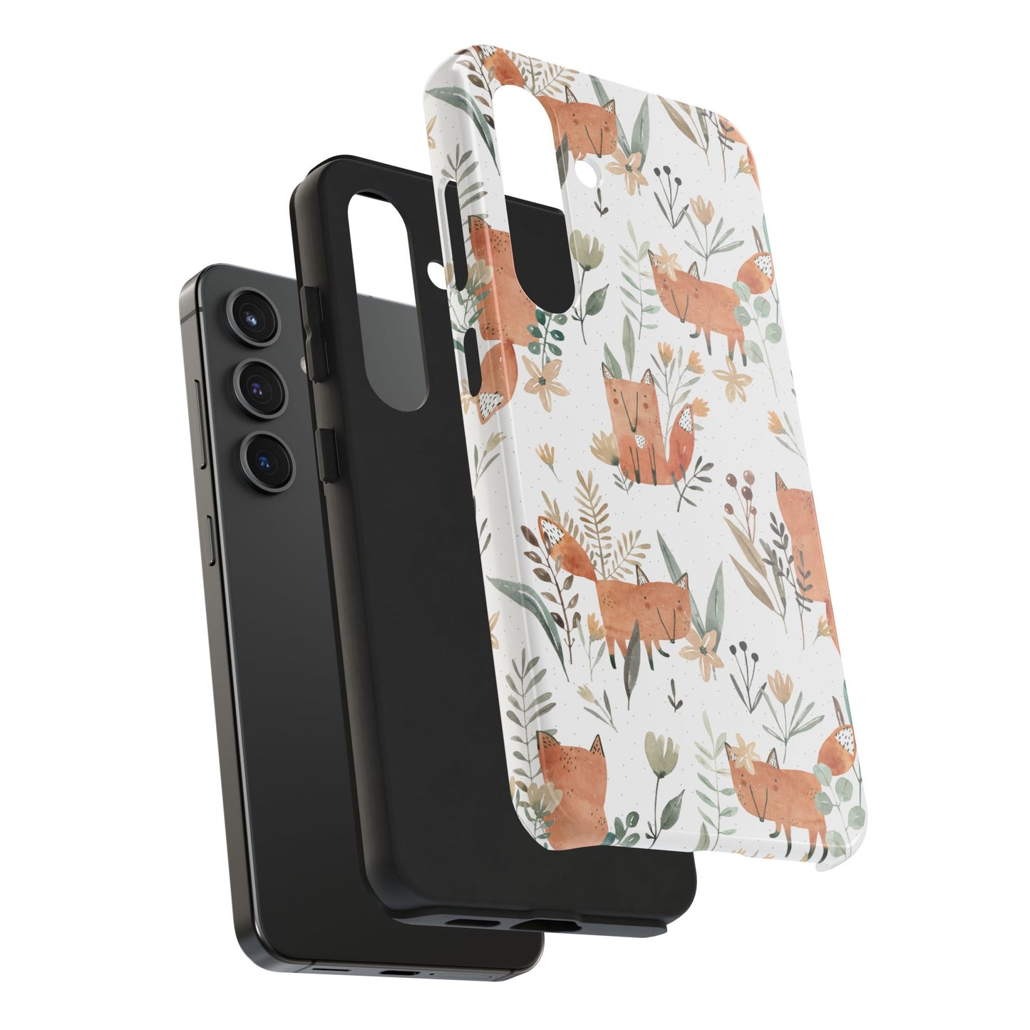 Floral Fox Phone Case, Tough Phone Cases for Nature Lovers, Cute Animal Phone Cover, Gift for Friends, Wildflower Design