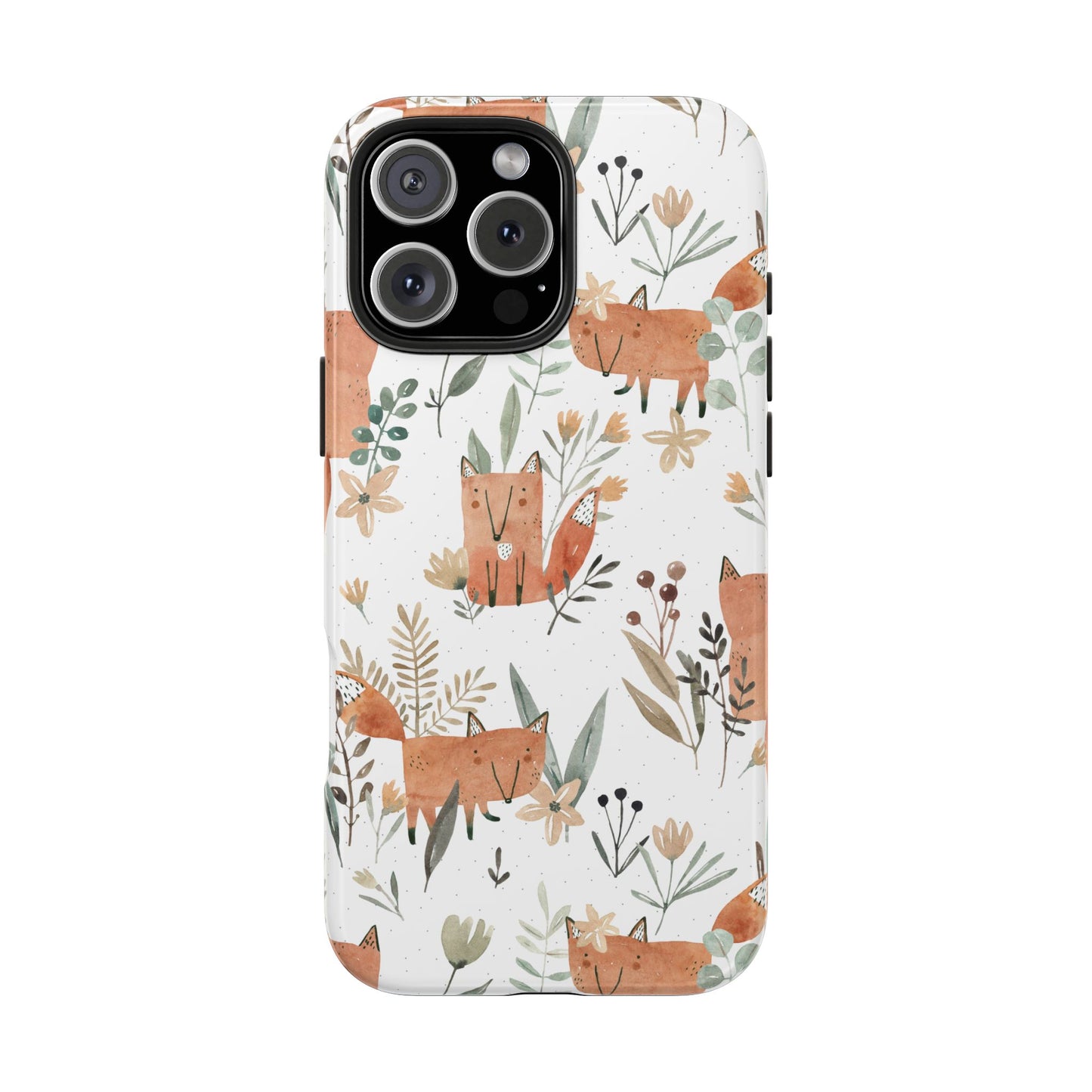 Floral Fox Phone Case, Tough Phone Cases for Nature Lovers, Cute Animal Phone Cover, Gift for Friends, Wildflower Design