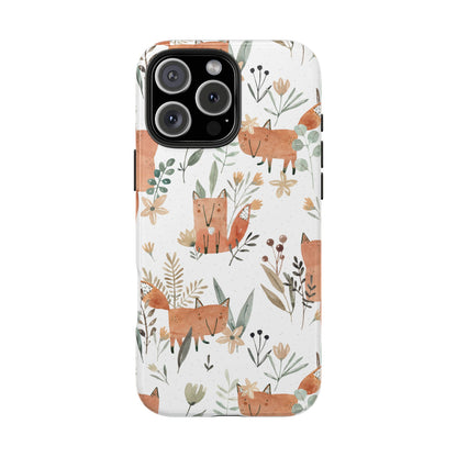 Floral Fox Phone Case, Tough Phone Cases for Nature Lovers, Cute Animal Phone Cover, Gift for Friends, Wildflower Design