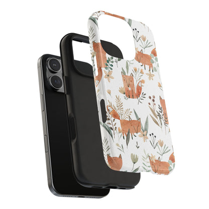 Floral Fox Phone Case, Tough Phone Cases for Nature Lovers, Cute Animal Phone Cover, Gift for Friends, Wildflower Design