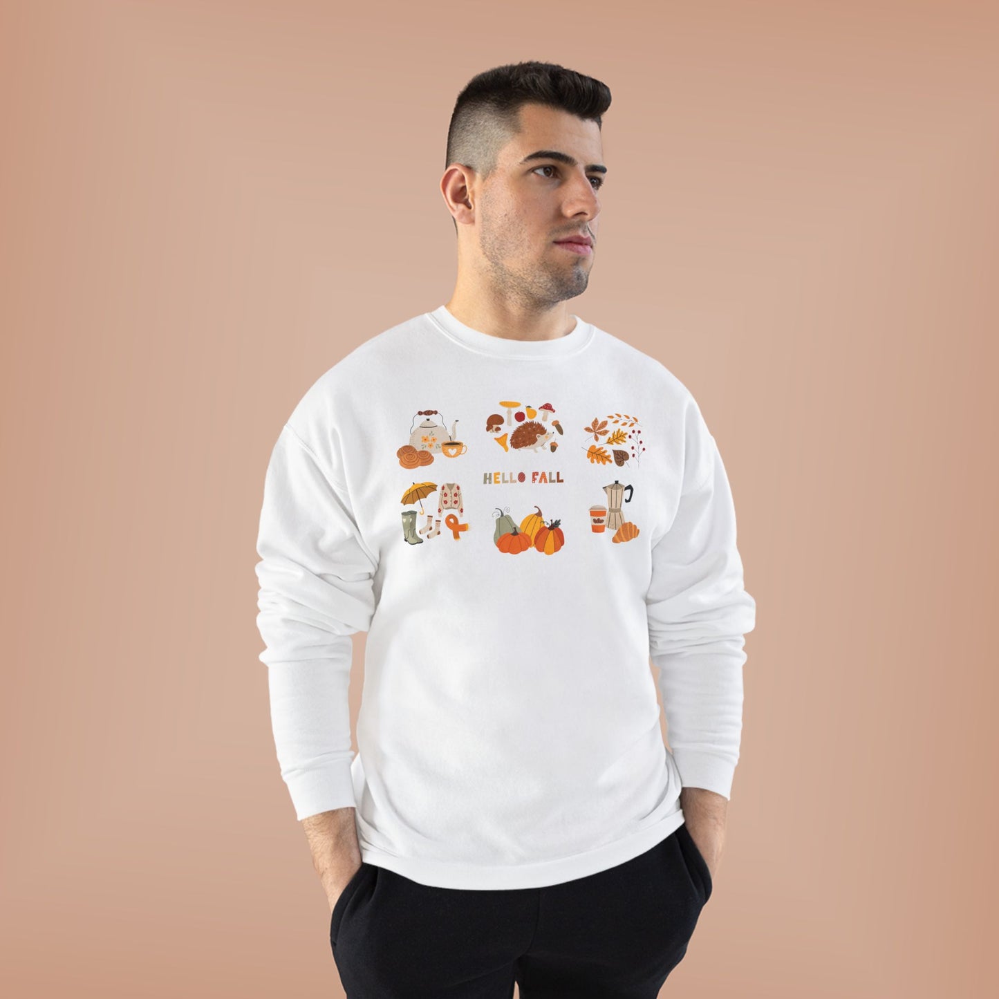 Cozy Fall Sweatshirt - Hello Fall Design, Unisex Fall Apparel, Eco-Friendly Sweater, Perfect for Autumn Celebrations, Gift for Nature Lovers - MaisonThreadory