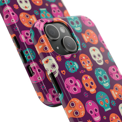 Colorful Skull Phone Case, Tough Cases for Halloween, Unique Phone Cover, Day of the Dead, Fun and Durable Accessories