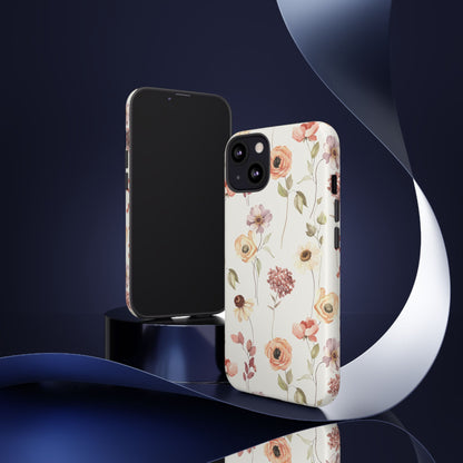 Floral Phone Case, Cute Flower Cover, Botanical Tough Case, Protective Smartphone Shell, Chic Floral Design, Trendy iPhone Case