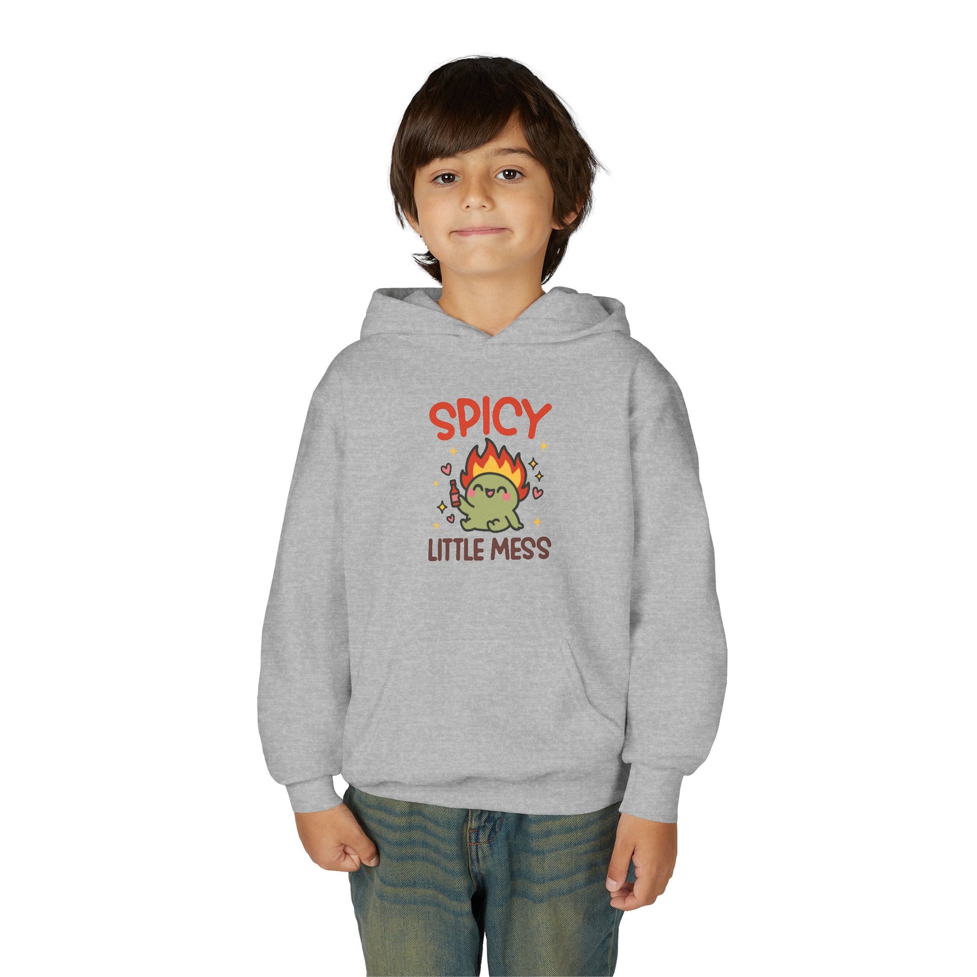 Spicy Little Mess Youth Hoodie | Fun Cartoon Design, Perfect Gift for Kids, Trendy Sweatshirt, Birthday Present, Cozy Fashion - MaisonThreadory