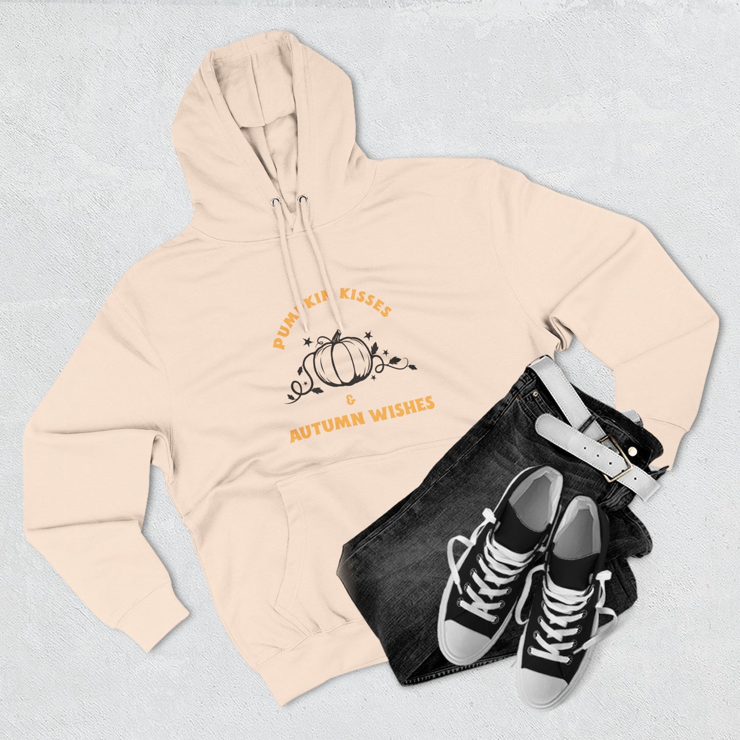Autumn Wishes Fleece Hoodie, Cozy Fall Hoodie, Pumpkin Hoodie, Halloween Sweatshirt, Gift for Her, Seasonal Fashion - MaisonThreadory