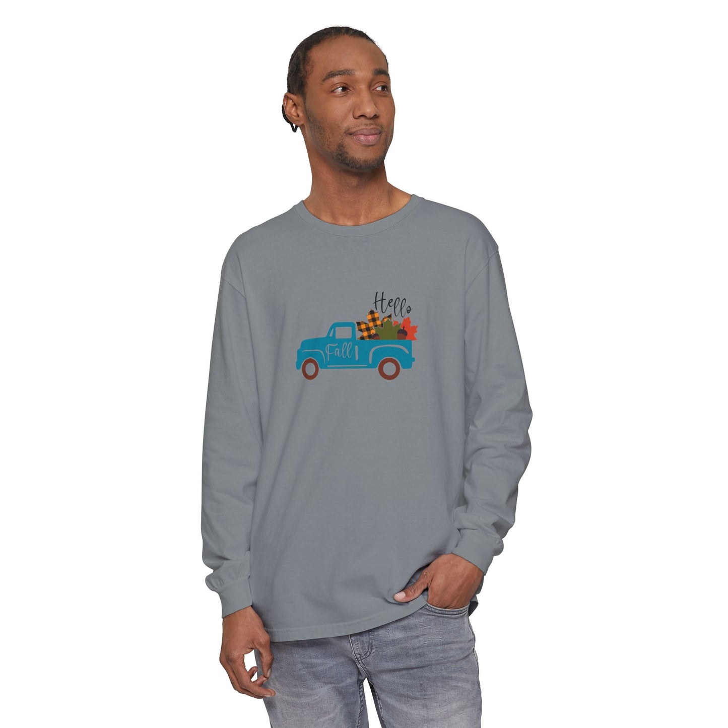 Hello Fall Long Sleeve T-Shirt, Unisex Seasonal Tee, Cozy Autumn Apparel, Thanksgiving Gift, Cute Outdoor Shirt - MaisonThreadory