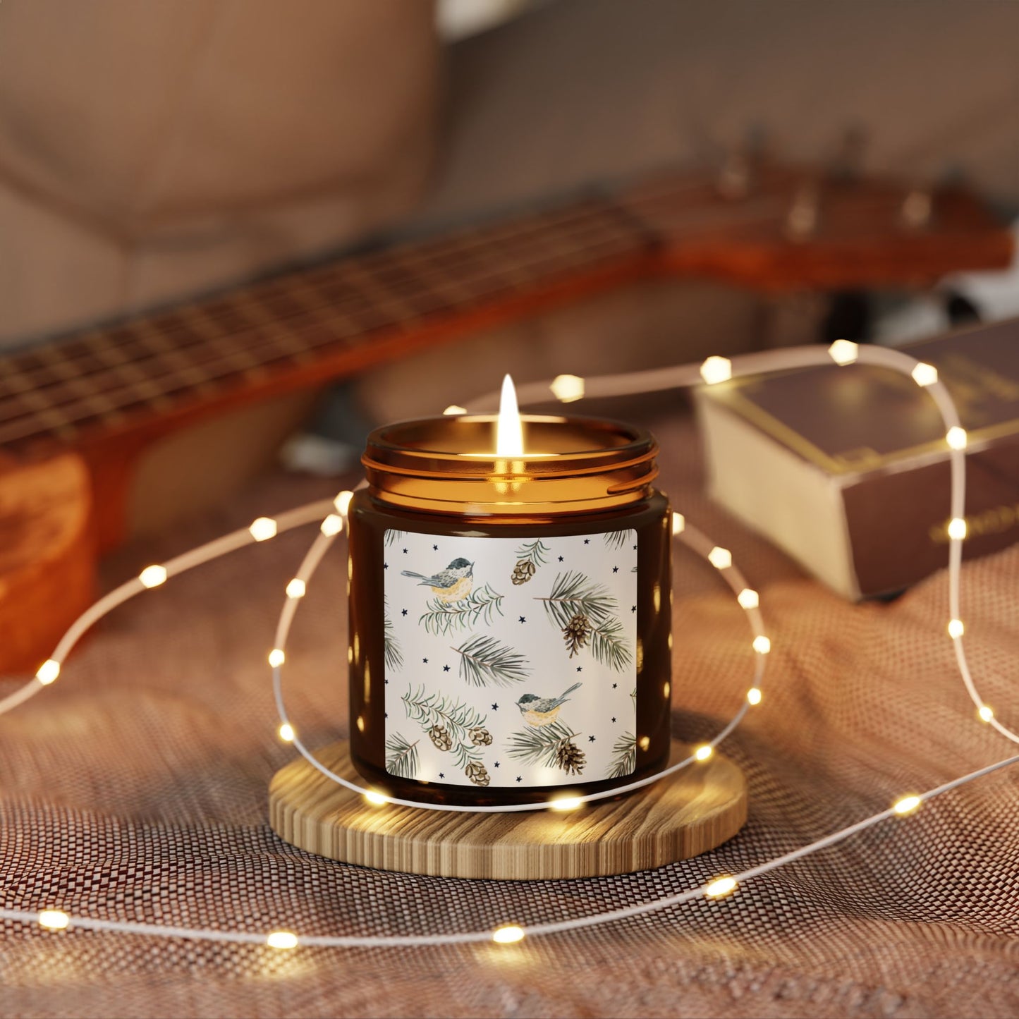 Soy Candle — Warm Geometric Amber Jar (Scented, Multi-Size)