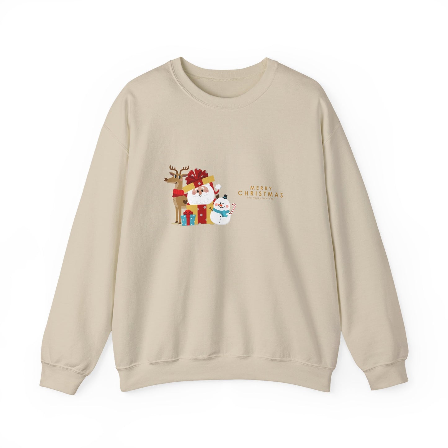 Christmas Snowman & Reindeer Crewneck Sweatshirt — Merry Christmas Holiday Sweater