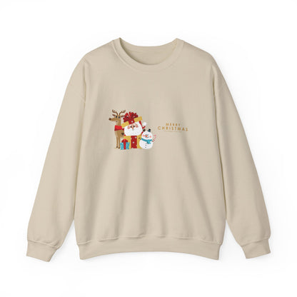 Christmas Snowman & Reindeer Crewneck Sweatshirt — Merry Christmas Holiday Sweater
