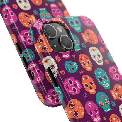 Colorful Skull Phone Case, Tough Cases for Halloween, Unique Phone Cover, Day of the Dead, Fun and Durable Accessories