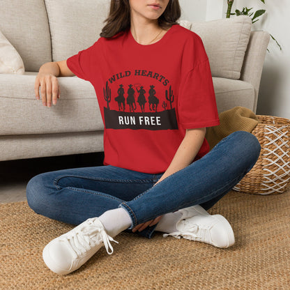 Wild Hearts Run Free T‑Shirt — Western Cowboy Rodeo Graphic Tee