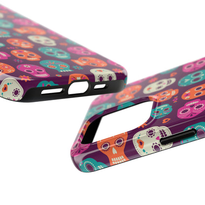 Colorful Skull Phone Case, Tough Cases for Halloween, Unique Phone Cover, Day of the Dead, Fun and Durable Accessories
