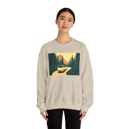 Nature Road Trip Crewneck Sweatshirt - Vintage Van Design, Unisex Pullover, Adventure Apparel, Great Outdoors Gift, Fall Fashion - MaisonThreadory