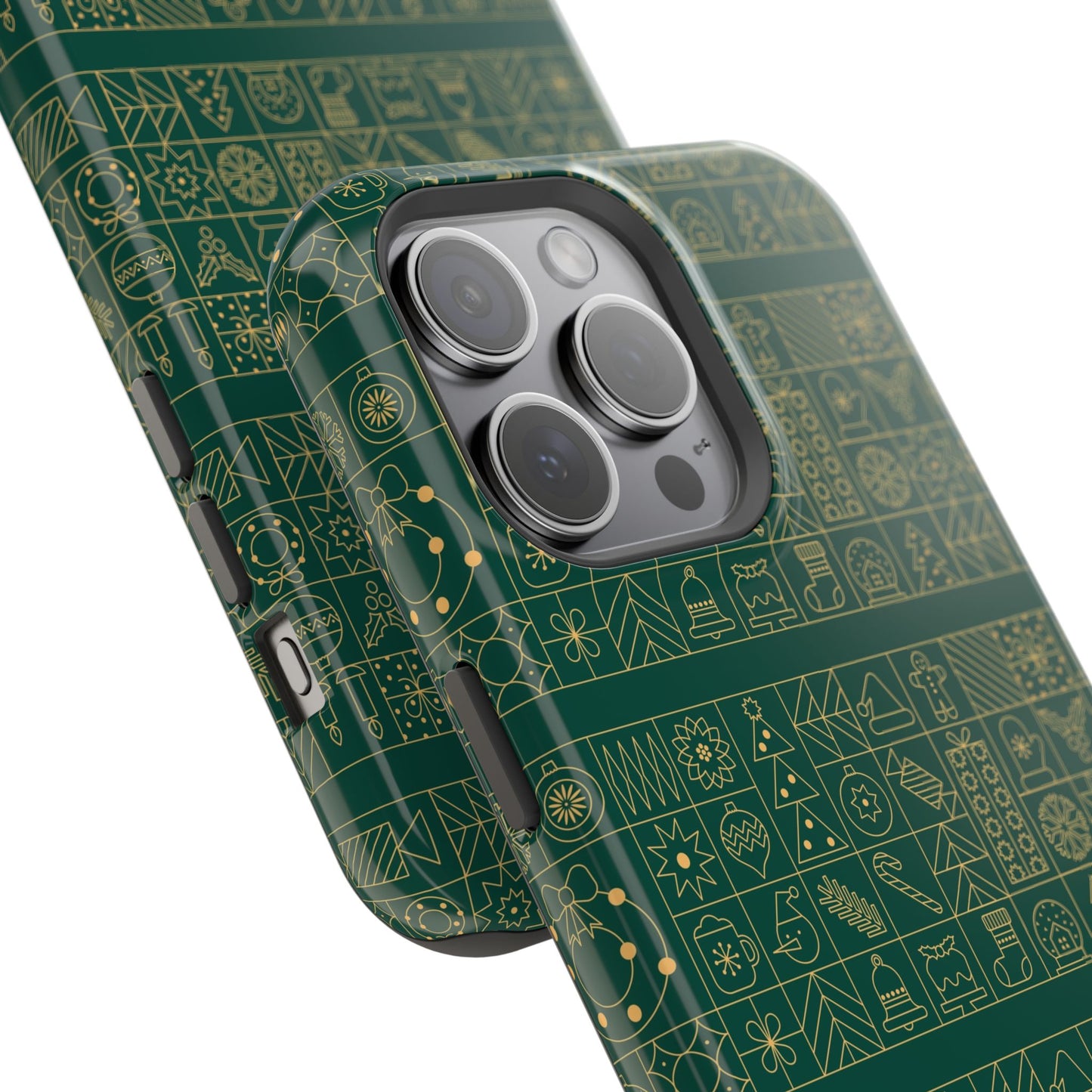 Magnetic Impact-Resistant Phone Case — Dark Green Geometric Pattern
