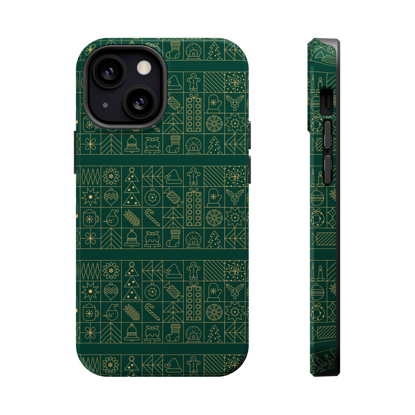 Magnetic Impact-Resistant Phone Case — Dark Green Geometric Pattern
